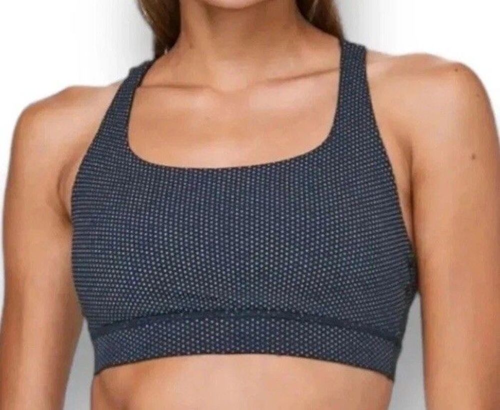 Lululemon Energy Bra Pacific Pointe Jacquard Black Womens Polka Dot SZ 10